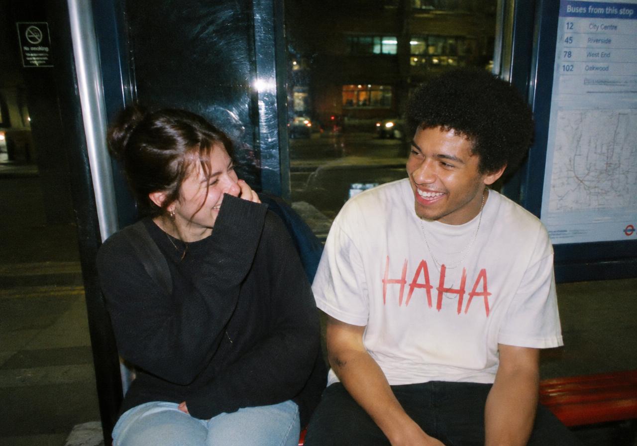 Two people sharing a laugh